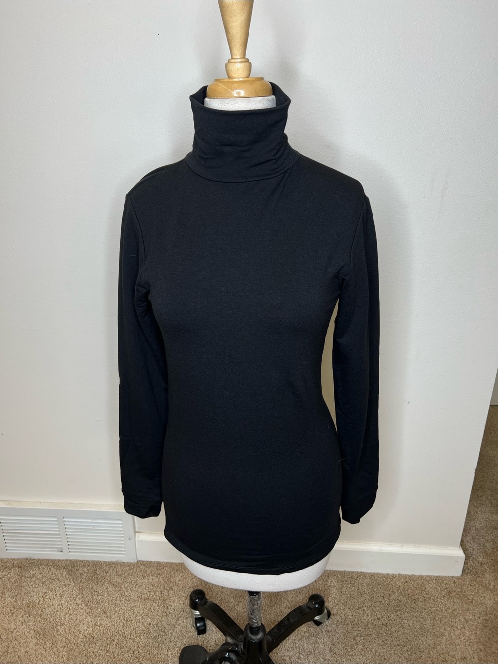 Emerson Fry Mock Neck Basic Ponte Knit Top Women's S Black Luxury
